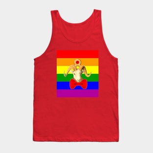 Goat head with horn with LGBT jewelry and bow Tank Top